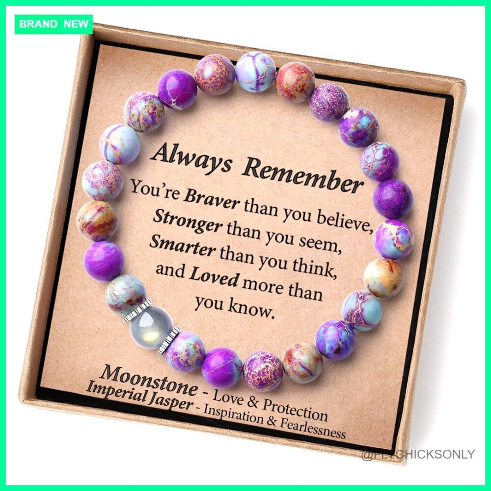 Handmade Crystal Stretch Bracelet with Inspirational Card, Gift Box